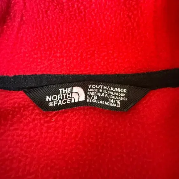 The North Face Freestyle Fleece Hooded Jacket Red Youth Large 14/16 - Picture 8 of 13